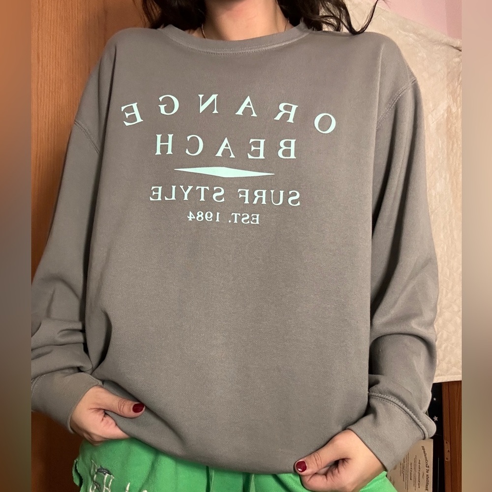 Gray Sweatshirt with Text